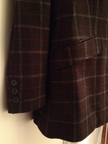 New Lands End Womens 8 Reg Wool Cashmere Blazer Jacket Window Pane Brown Red U12 - Picture 3 of 9