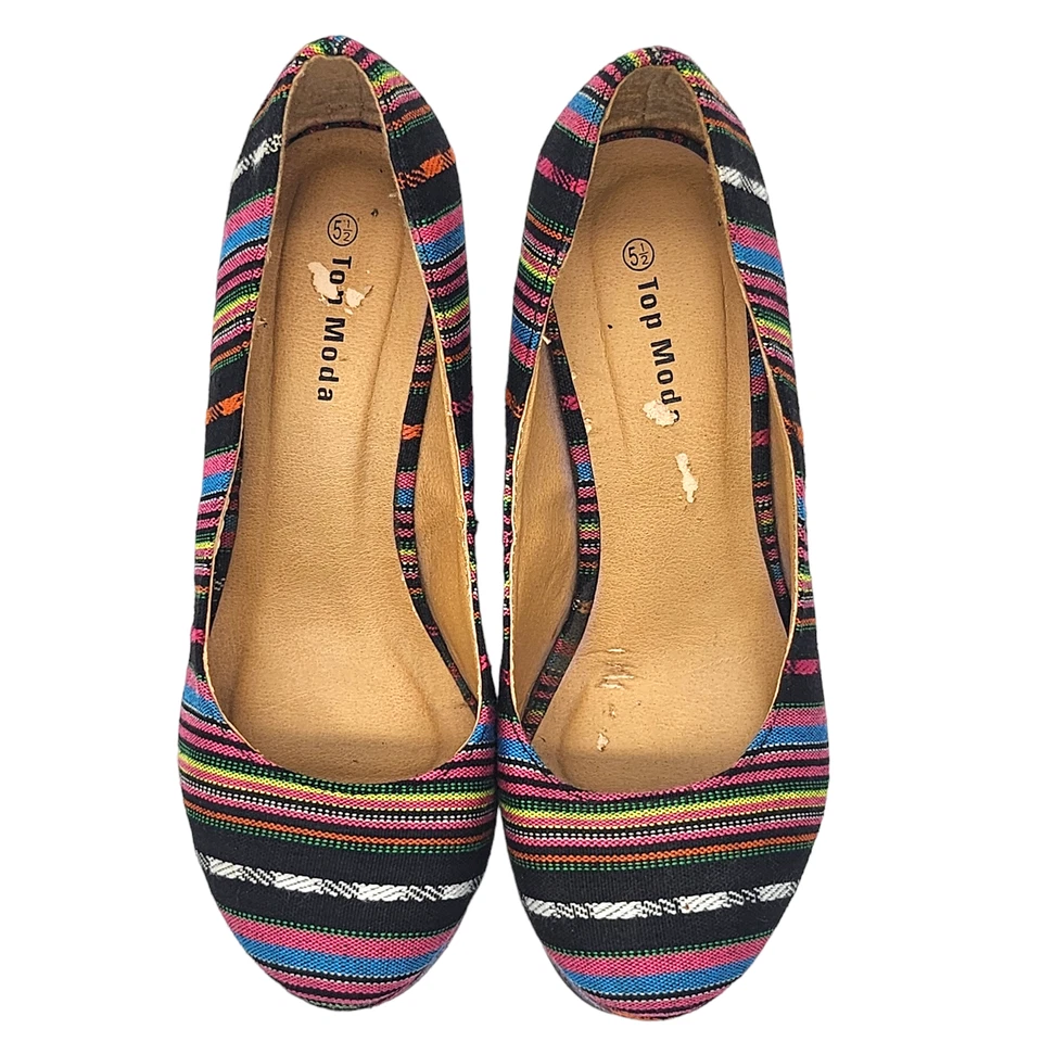 Top Zapatos Moda 5.5 Chucky Arco Iris Rayas Plataforma Rave Playa Verano Tacones de Cuña Foto 4 de 4