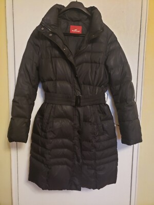 Snowimage Womens Black Long Puffer Down Hooded Jacket Sz L