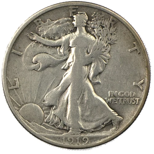 1919-S San Francisco Walking Liberty Silver Half 50c Very Fine VF+ Cleaned Dets.
