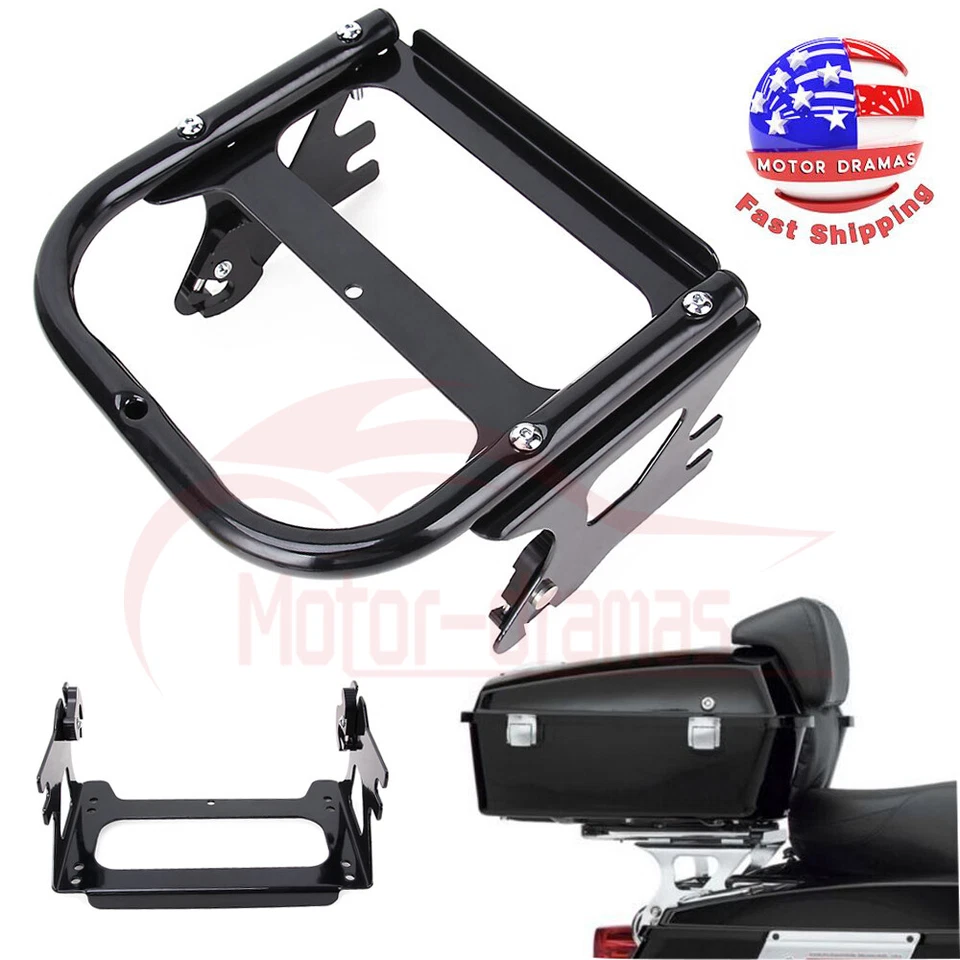Paquete de montaje en rack + kit de acoplamiento de dos unidades Touring Quick-Detach para Harley 97-08 Touring Foto 3 de 4