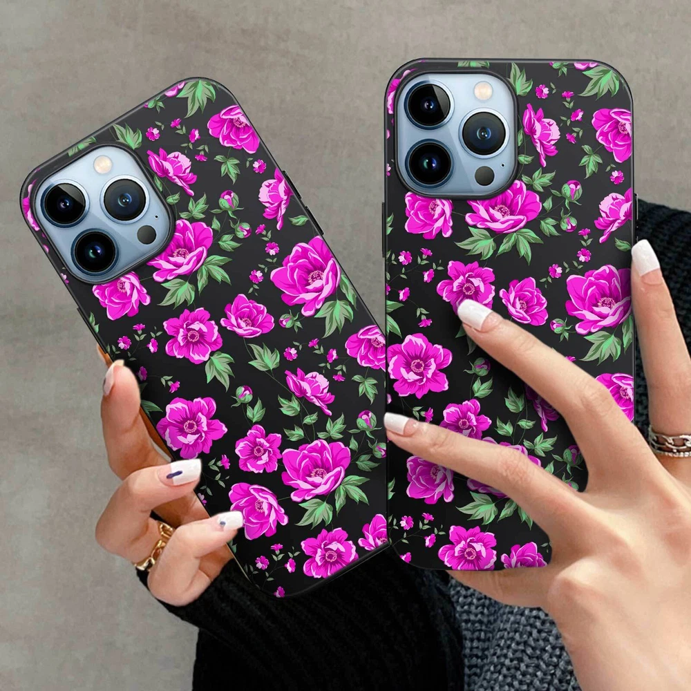 Phone Case For Apple iPhone 14 Pro Max 13 12 15 Flower Lace Protective TPU Cover