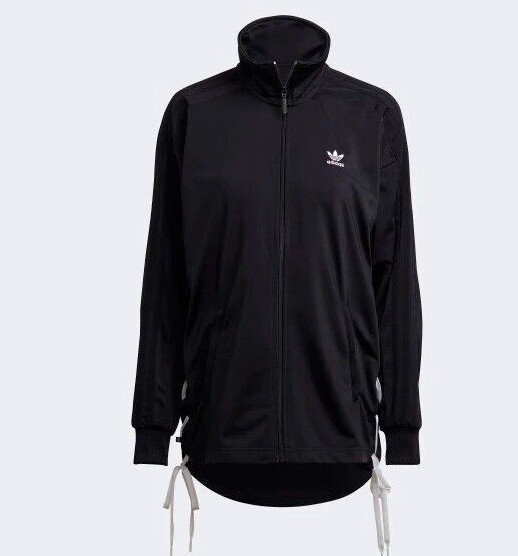 Adidas Laced Track Top Full Zip Jacket Black Women's Size Large