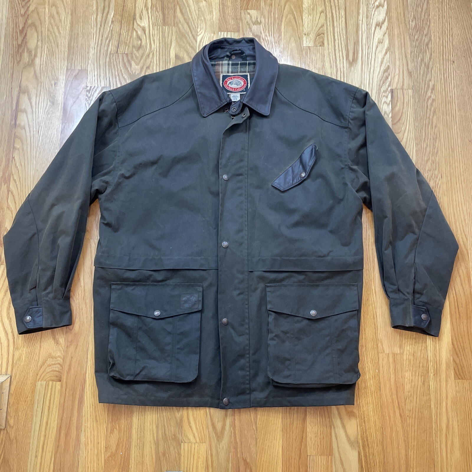 Australian Outback Collection Jacket Men XL Brown Waxed Oilskin Rancher
