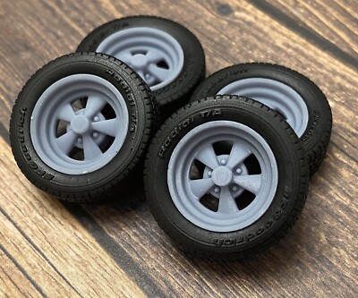 1/24 Scale: 17-inch “Cragar SS” model car wheels/tires. Resin; 3D