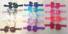 3.3" Grosgrian Ribbon Gem Diamonte Bow Shimmery Hairband Headband Hair Head Band