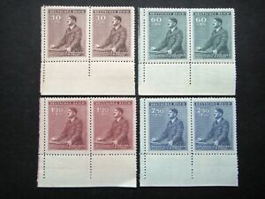Germany Nazi 1942 Stamps MNH Pair Adolf Hitler 53th birthday WWII B&amp;M Third Reic