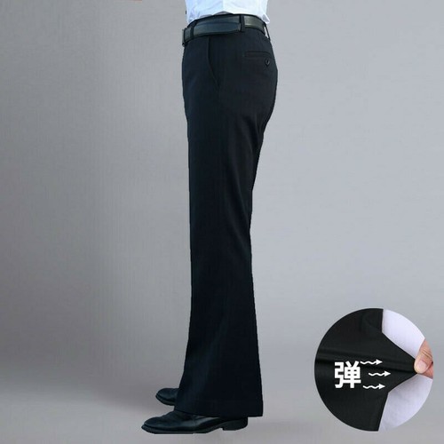Uomo Bell Fondo Bootcut Pantaloni Rétro Spesso Stretch a Zampa Elegante  Abito | eBay