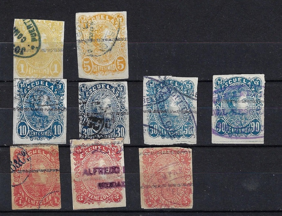 Venezuela: 1879; Scott 49 to 57, set complete, all courrier, average, EBV1086