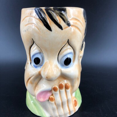 Vintage Toby Character Mug Man W/ Hand on His Mouth & Goose Handle Unique 5 