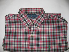 Ralph Lauren classic fit Mens Designer L/S Extra large Plaid Red checkered