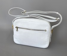 Rara borsa vintage GIORGIO ARMANI Valextra design in pelle con logo aquila dorata bianca