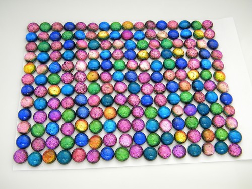 Lot 192 pcs round gorgeous DICHROIC earring bracelet FUSED GLASS (BF20) CABOCHON - Picture 5 of 5