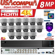 4K Security Camera System 8 Megapixel 16 Vandal Proof Hard Disk SuperLivePlus