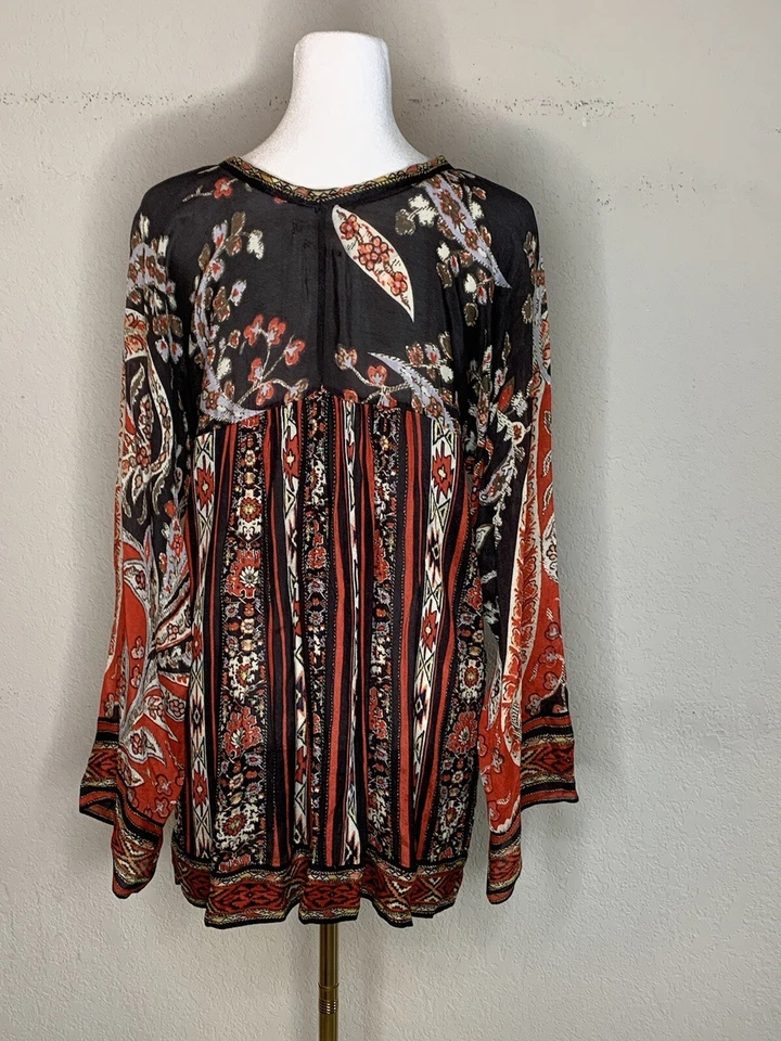 Blusa túnica Isabel Marant para mujer estampada floral transparente cuello en V boho viscosa talla 2 Foto 4 de 4