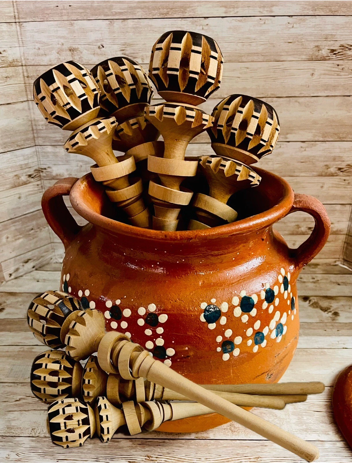 Mexican Wood Molinillo Hot Chocolate Stirrer Molinillo Mexicano De Madera