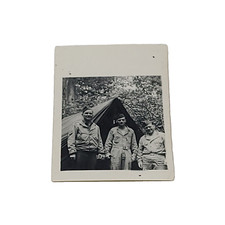 WW2 Soldiers Black and White Photograph 3 Soldiers in Front of Tent