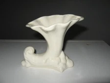 Mid Century White Cornucopia Planter 5 1/4" Height GC 