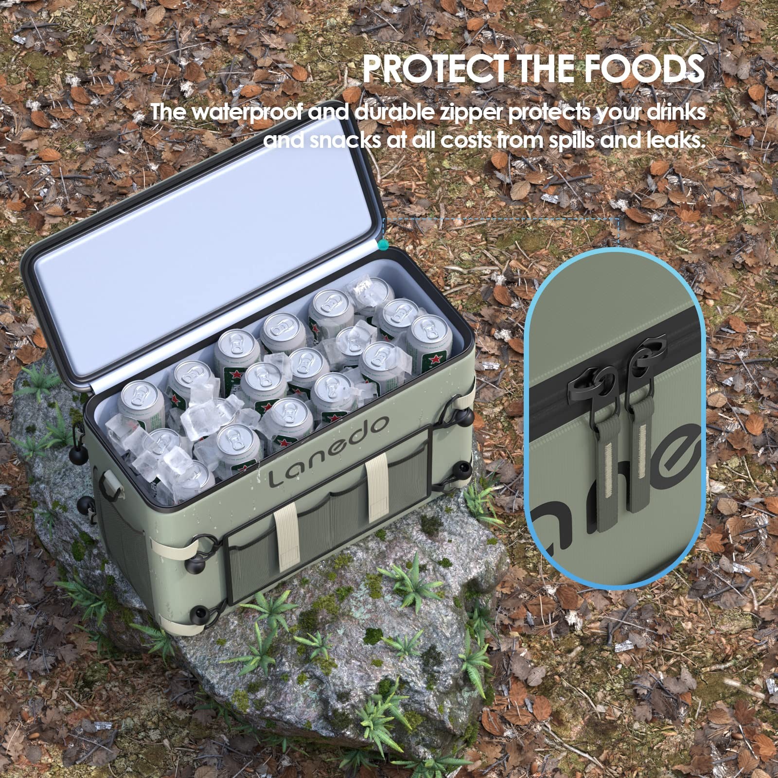 Deep Freeze Cooler Soft Sided Bag 34 Can Collapsible Insulated Ice Chest Large