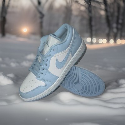 FRESH Nike Air Jordan 1 Low WHITE ICE BLUE Size 7.5M / 9W  BRAND NEW