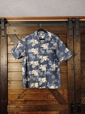Vintage 80's 90's Hawaiian Islands Blue Tropical Cotton Men's Hawaiian Shirt XL
