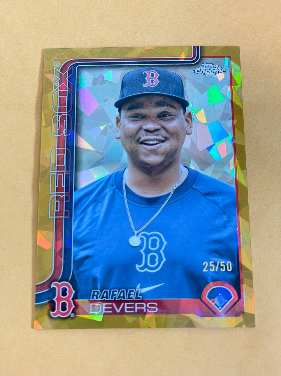 2025 Topps Chrome Sapphire Rafael Devers SP Image Variation Gold Refractor 25/50