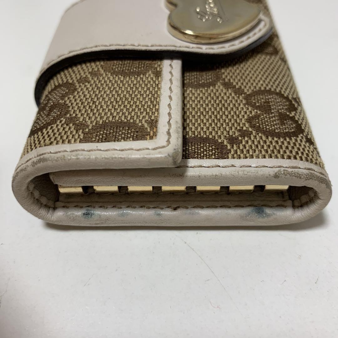 Gucci Key Case 6 Hook GG Canvas Beige Gold Heart Hardware Rare Gift E426 image 3