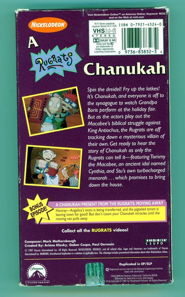 Rugrats, Movie, VHS, Pre Owned, Chanukah, Nickelodeon, 1997, Holiday Special - Image 2 of 2