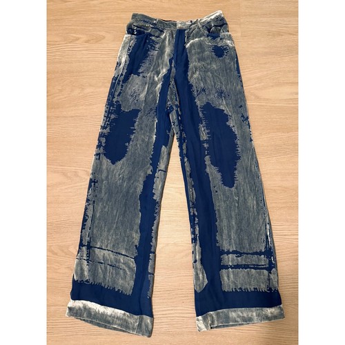 Jean Paul Gaultier, Pantalone donna vintage anni 90 Jean Paul Gaultier donna velluto schiacciato gamba larga blu