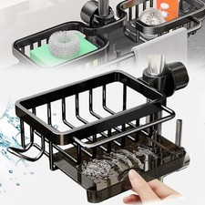 Kitchen Sink Faucet Organizer Space Aluminum Rustproof Dish Sponge Holder UK