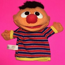 Sesame Street ERNIE Plush Hand Puppet Doll Toy Fisher Price Mattel 2004