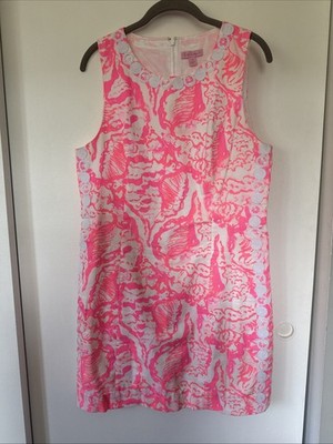 Lilly Pulitzer MILA SHIFT Dress Coral Reef Beside The Point Size 10