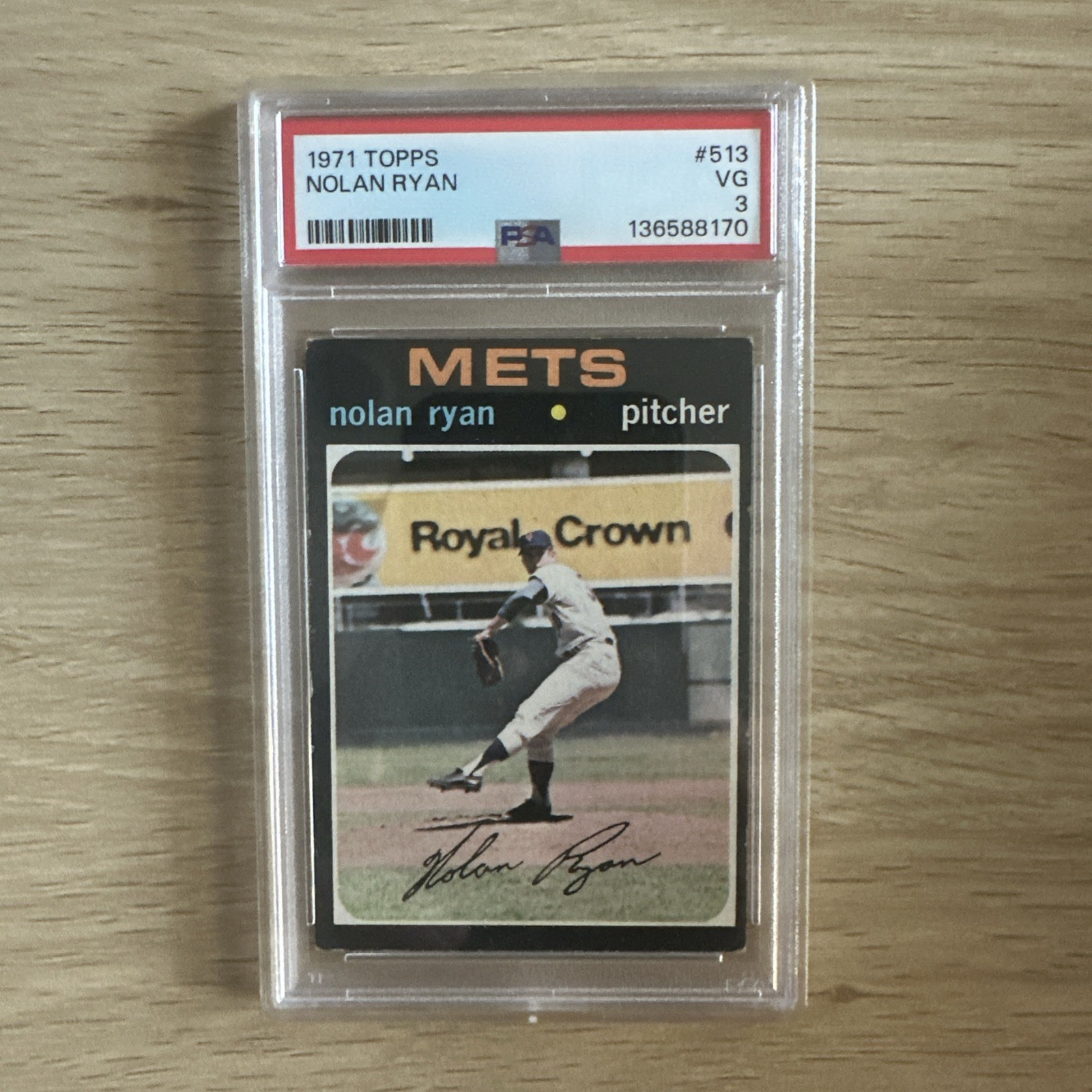 Nolan Ryan 1971 Topps PSA 3 #513 New York Mets Very Good VG