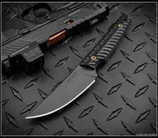 RMJ Tactical Knife Unmei Nitro-V Graphite Black Black G10 Kydex Sheath