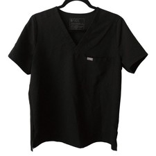 FIGS Solid Black V-neck Short Sleeve Scrub Top Size Medium