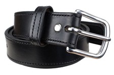 Handmade Stitched Bridle Leather Belt Extra Thick Size 38, Black 