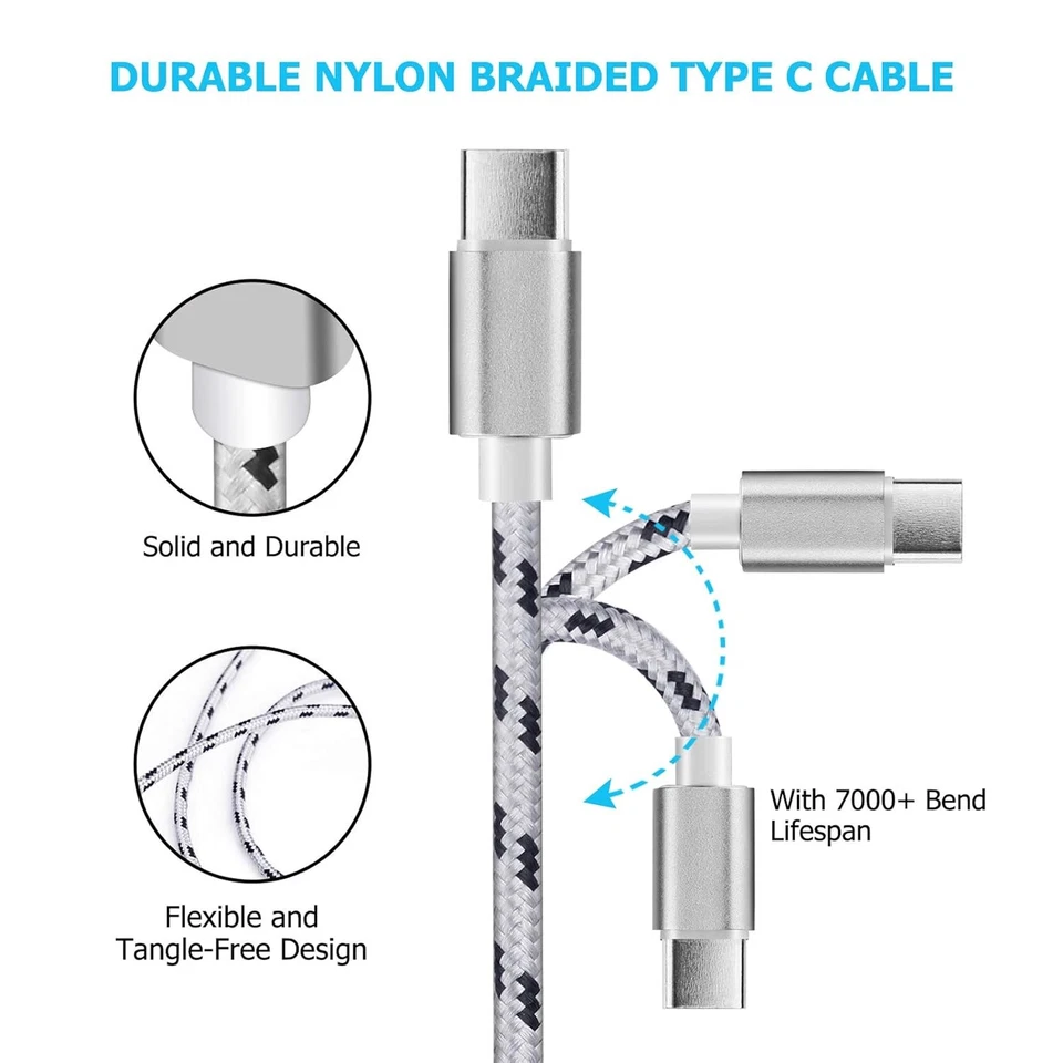 2 cables de carga, paquete de 2 cables USB tipo C de 15 pies, cargador rápido extra largo de 15 pies  Foto 2 de 4