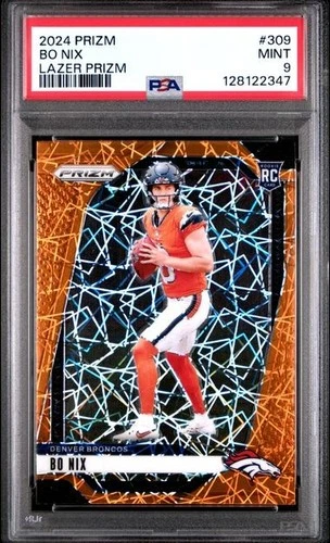 2024 Prizm Bo Nix Rookie #309 Lazer Prizm Broncos PSA 9