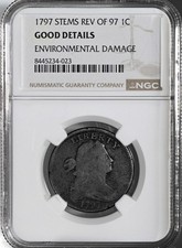 1797 DRAPED BUST CENT STEMS REV 97  NGC G DETAILS "ENVIRO DAMAGE"   #8445234-023
