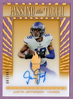 2022 CLEARLY DONRUSS JUSTIN JEFFERSON 1999 PASSING THE TORCH AUTO #D 199/199