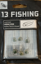 13 Fishing #PL-GH Paralyzer Greenhead donkey sauce infused softbait 1pk of 6-NEW