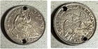 1853 P Silver Seated Liberty Half Dollar , Arrows and Rays - Drilled