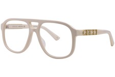 Gucci GG1188S 005 Sunglasses Ivory/Clear Pilot 58mm
