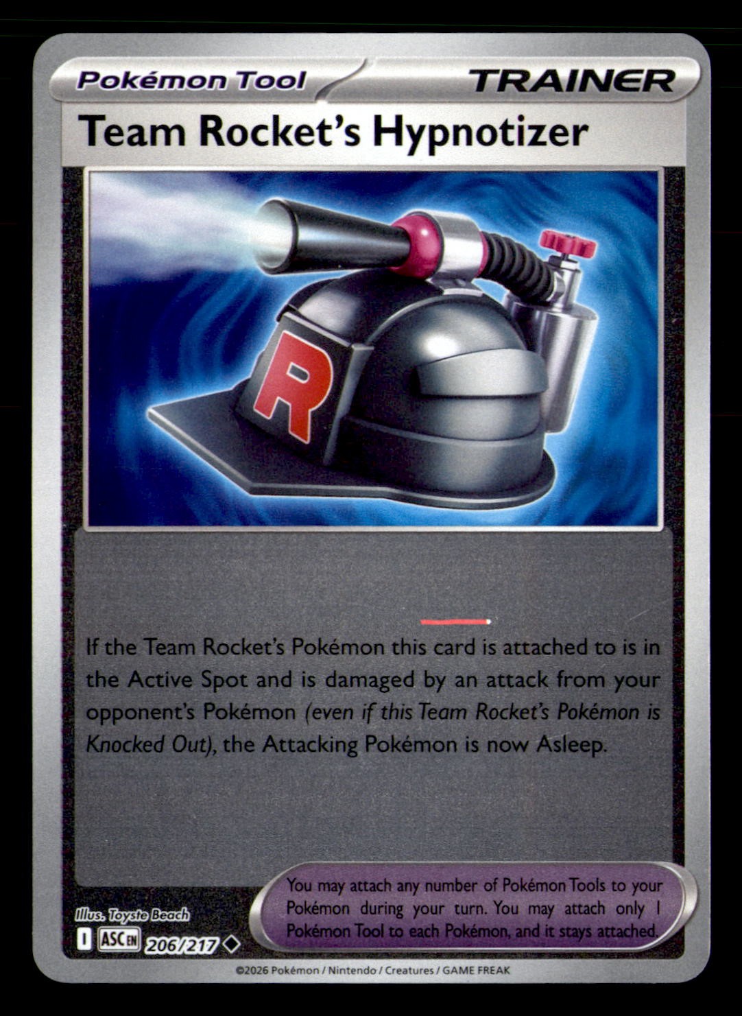 Team Rocket's Hypnotizer 206/217 Ascended Heroes Pokemon Reverse Holo NM