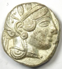 Attica Athens Greece Athena Owl AR Tetradrachm Silver Coin 440 BC - Good VF