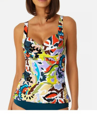 Anne Cole Women's Printed Twist-Front Underwire Tankini Top SIZE 32C/34B NEW