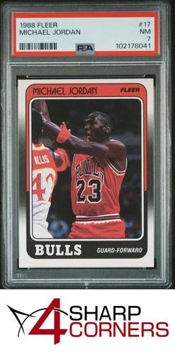 1988 FLEER #17 MICHAEL JORDAN BULLS HOF PSA 7