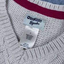 Oshkosh B'gosh Cotton Wool Beige Cable Knit Sweater Vest Boys Size 7 Academia