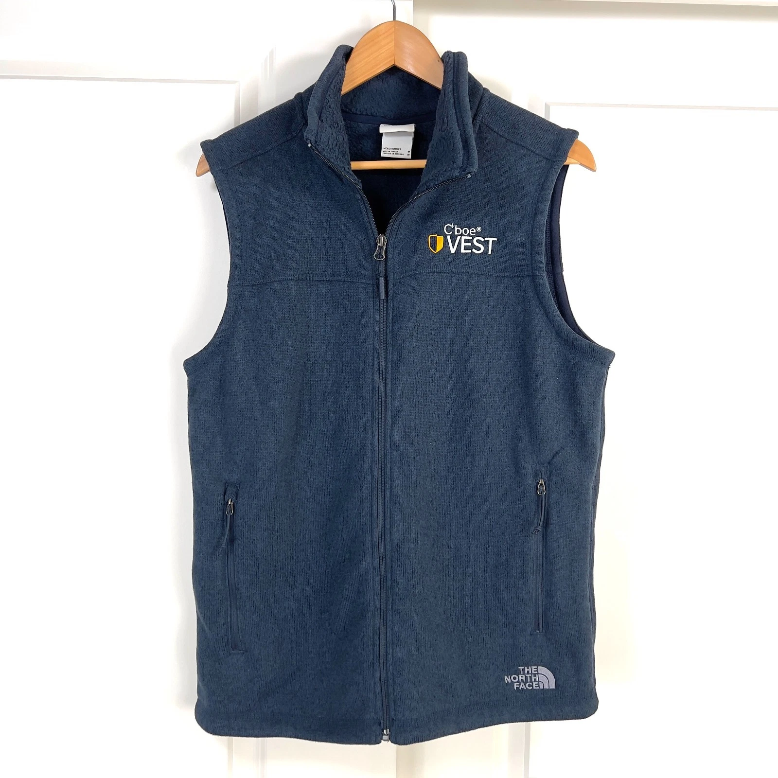The North Face Vest Mens Medium Blue Full Zip Fleece Inside Zippered Pockets