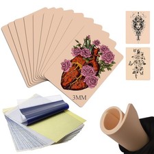 3MM Tattoo Practice Skin Transfer Paper Kit 3pcs Skin 10pcs Paper, black